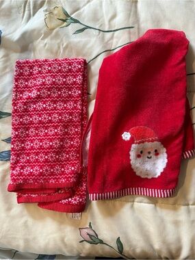 Red Santa Holiday hand towels